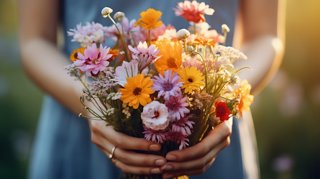 Free photo closeup on beautiful flower bouquet