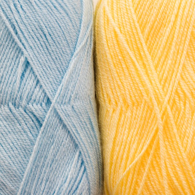 Closeup blue and yellow yarn