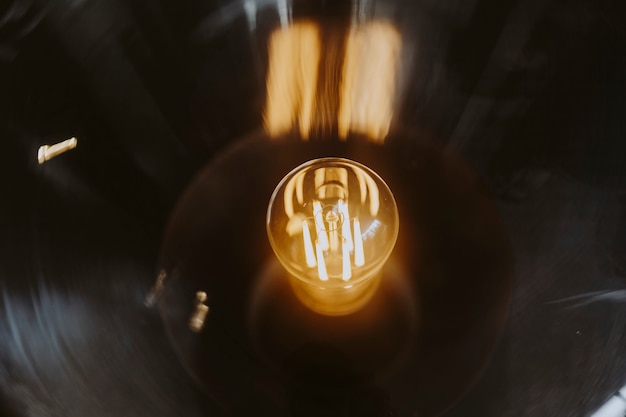 Closeup of a bright light bulb