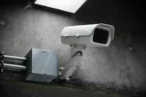 Free photo closeup of cctv camera on the wall