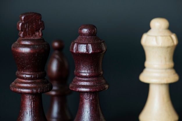 Closeup of chess pieces