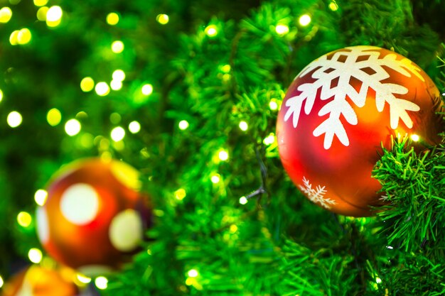 Free photo closeup of christmas-tree decorations