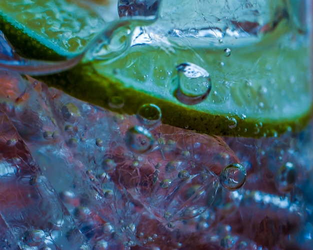 Closeup of a cocktail with bubbles