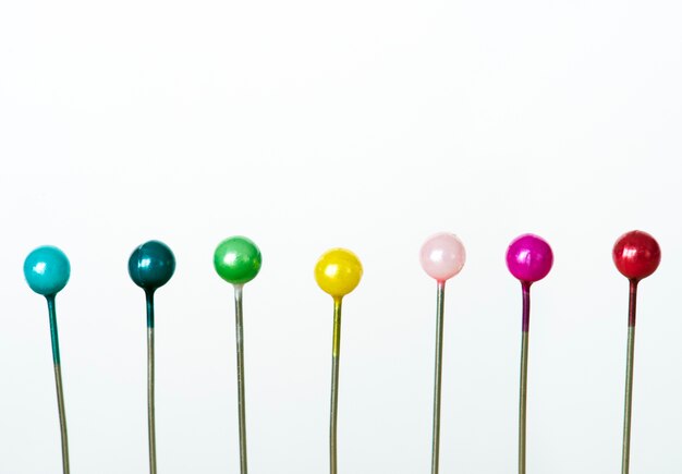 Closeup of colorful pins