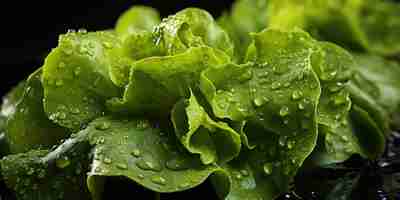 Free photo closeup of crisp lettuce leaves against a dark background