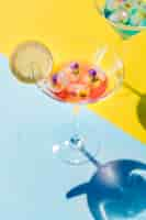 Free photo closeup of decorated cocktail summer drink