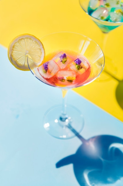 Closeup of decorated cocktail summer drink