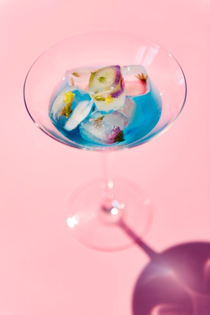 Closeup of decorated cocktail summer drink