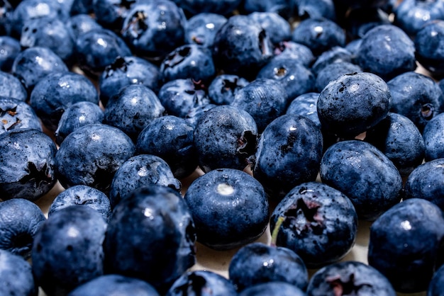 Closeup of delicious blueberries on a surface