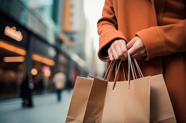 Free photo closeup detail of female hand holding a shopping bag