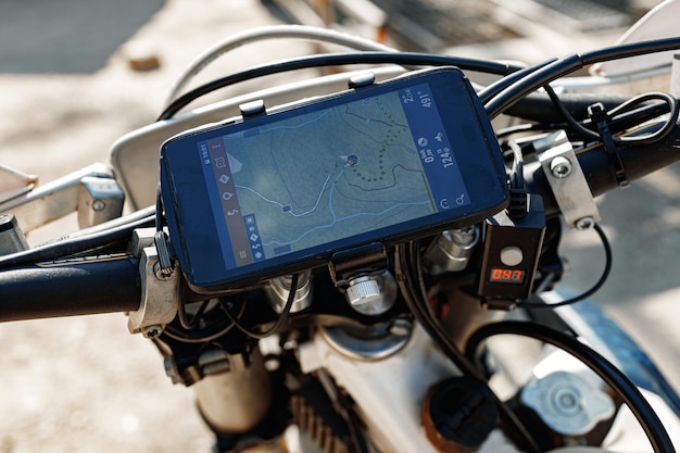 Free photo closeup details of cross motorcycle parked on ground