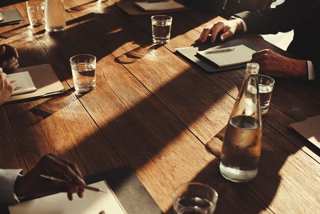 Closeup of diverse business people having meeting together