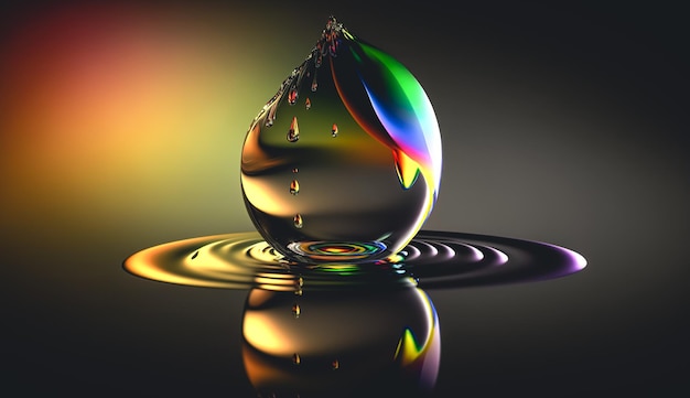 Free photo closeup of a drop of water on a blurred dark background generative ai