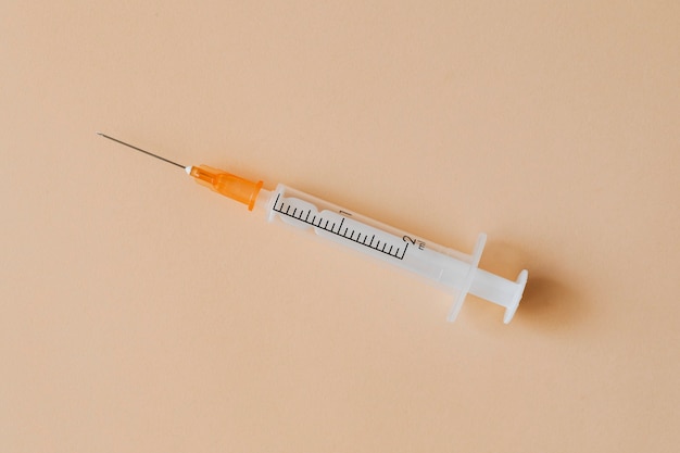 Closeup of an empty syringe