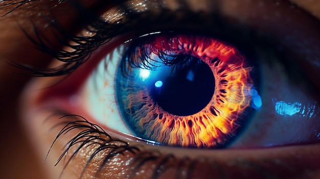 Free photo a closeup eye with colored iris