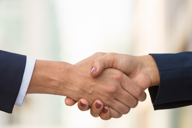 Closeup of female handshake