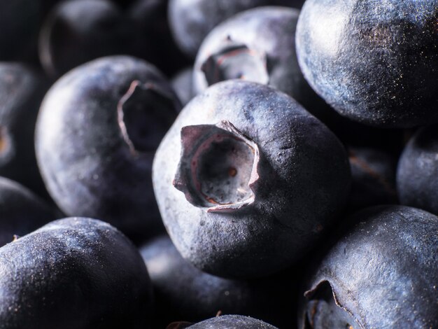 closeup of fresh blueberries in soft focus