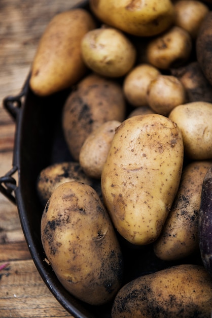 Closeup of fresh organic potatoes