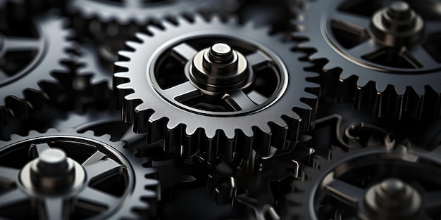 Free photo closeup of gears and cogs symbolizing industry mechanics