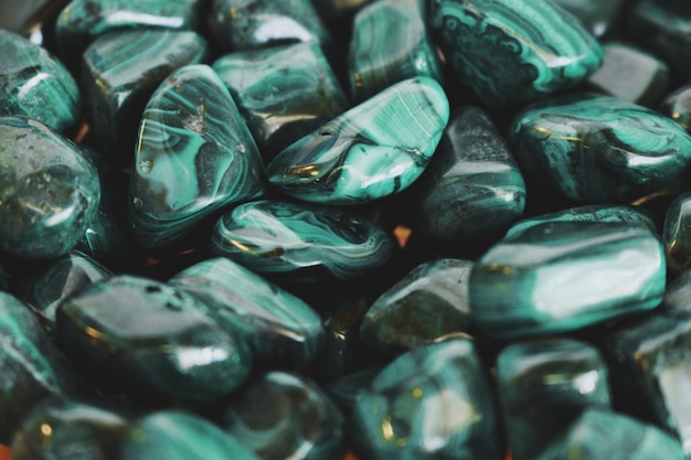 Closeup of green stones