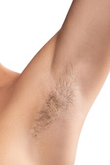 Closeup of hairy female armpit concepts of health and hygiene