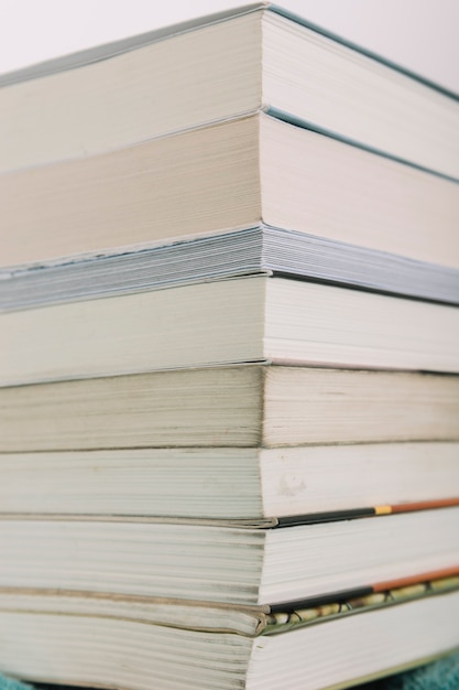 Closeup heap of books