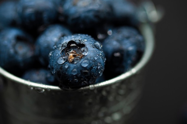 Closeup of a heap of fresh blueberries