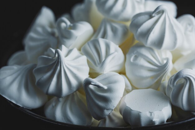 Closeup of homemade white merengue baiser.