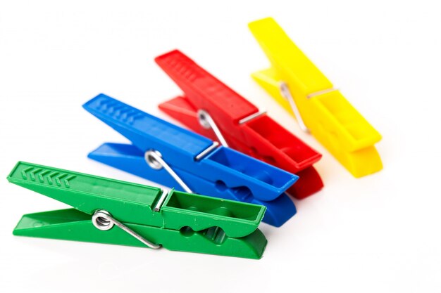 Closeup image of colorful clothespins 