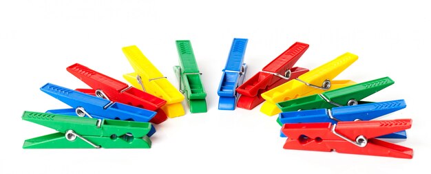 Closeup image of colorful clothespins 