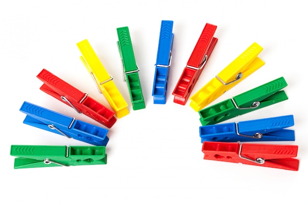 Closeup image of colorful clothespins 