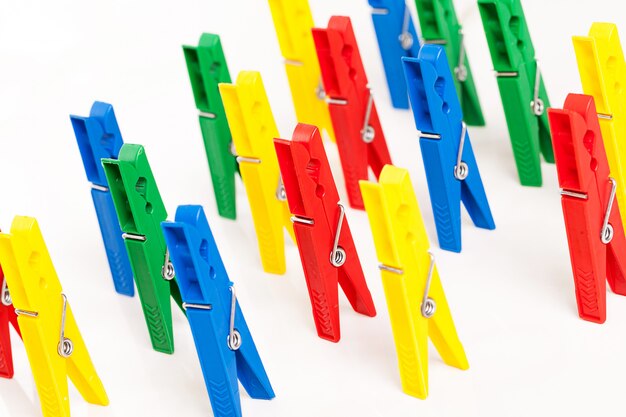 Closeup image of colorful clothespins 