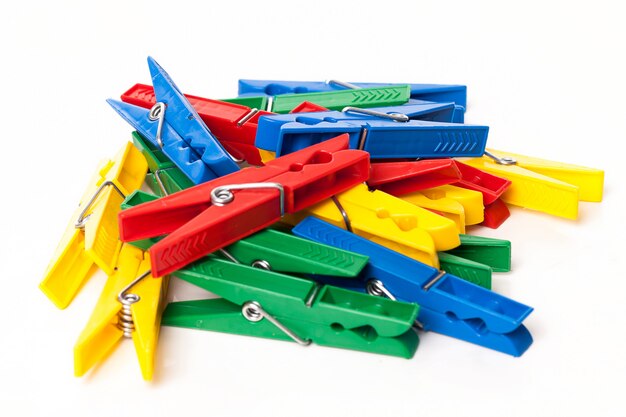 Closeup image of colorful clothespins 