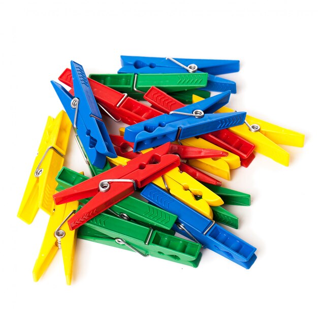 Closeup image of colorful clothespins 