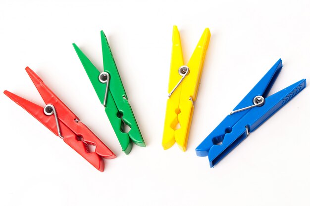 Closeup image of colorful clothespins 