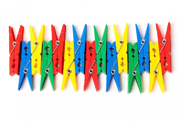 Closeup image of colorful clothespins 