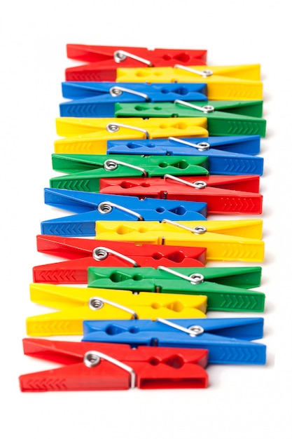 Closeup image of colorful clothespins 