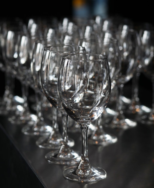 Closeup image of empty stemware 