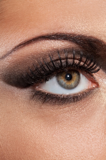 Closeup image of eye with evening makeup