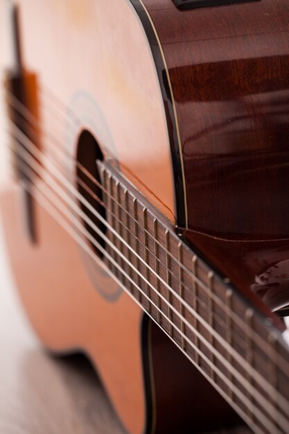Closeup image of guitar fingerboard