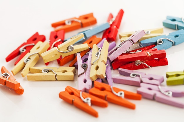 Free photo closeup image of little bright clothespins