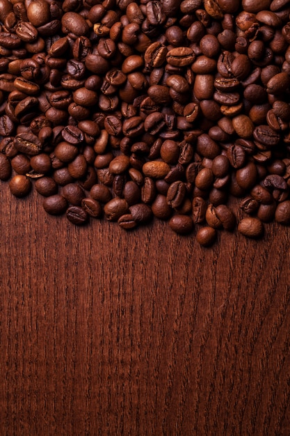 Closeup image of roasted coffee grains