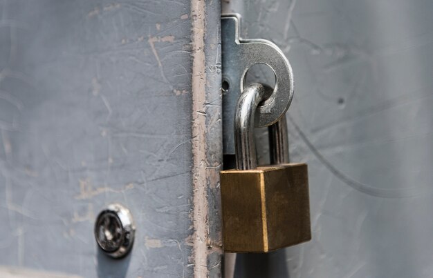 Closeup of a locked padlock