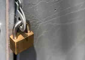 Free photo closeup of a locked padlock