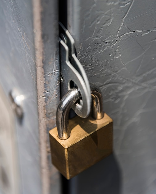 Closeup of a locked padlock