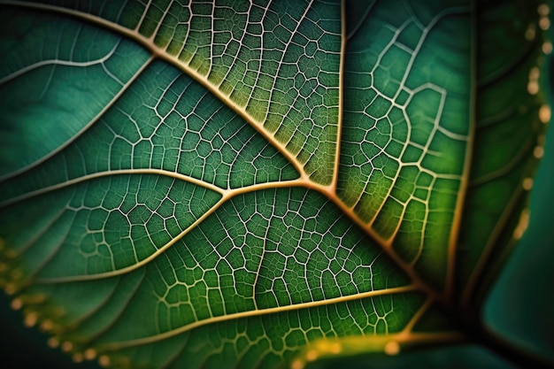 Крупным планом природа зеленый лист тропический лист макро вид