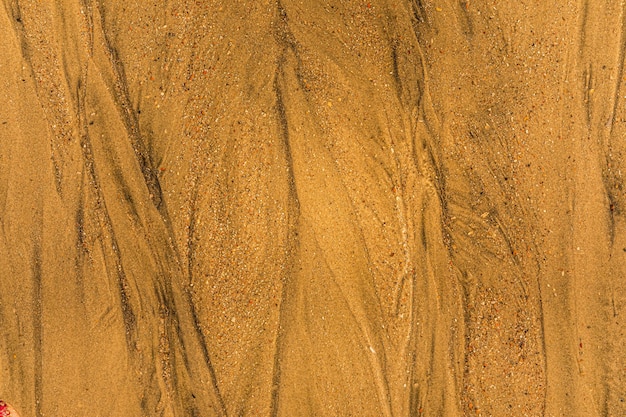 Бесплатное фото Крупный план песка с приливными путями и ракушками на фоне текстуры полного кадра пляжа