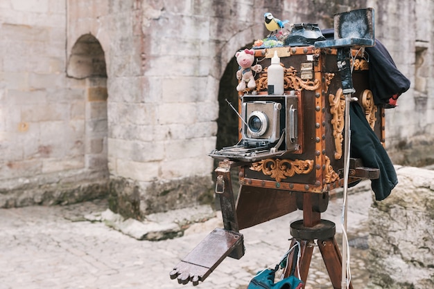 Closeup of an old camera