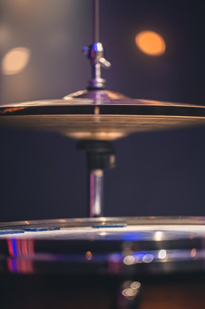 Closeup part of a drum kit on a blurred background