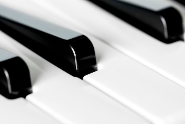 Closeup of piano keyboard